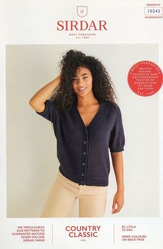 Sirdar Ladies Cardigan Knitting Pattern in Country Classic 4ply (10242)