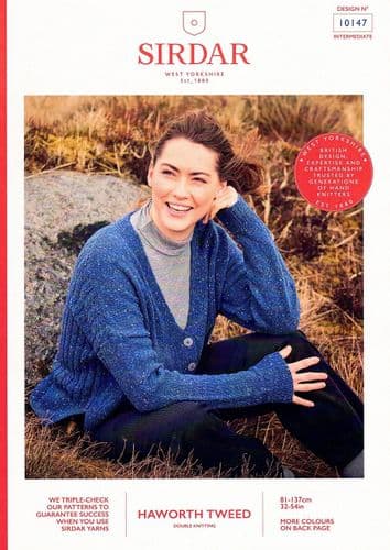 Sirdar Ladies Cardigan Knitting Pattern in Haworth Tweed DK (10147)