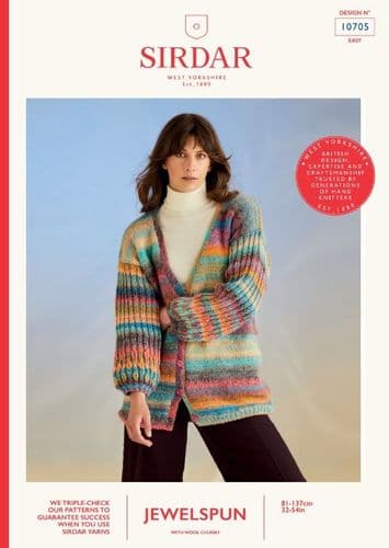 Sirdar Ladies Cardigan Knitting Pattern in Jewelspun Chunky - 10705