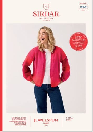 Sirdar Ladies Cardigan Knitting Pattern in Jewelspun Ombre (10839)