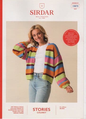 Sirdar Ladies Cardigan Knitting Pattern in Stories Chunky (10870)