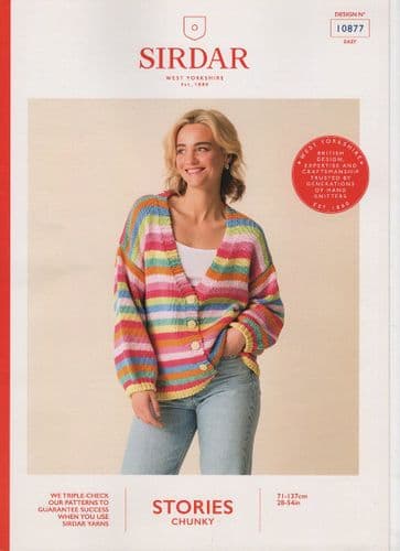 Sirdar Ladies Cardigan Knitting Pattern in Stories Chunky (10877)