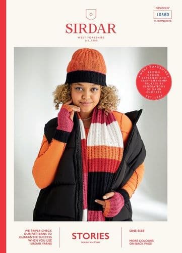 Sirdar Ladies Hat, Scarf & Mittens Knitting Pattern in Stories DK - 10580 PDF DOWNLOAD