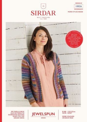 Sirdar Ladies Jacket Knitting Pattern in Jewelspun Aran - 10026 PDF DOWNLOAD