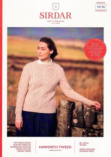 Sirdar Ladies Jumper Knitting Pattern in Haworth Tweed DK (10146)