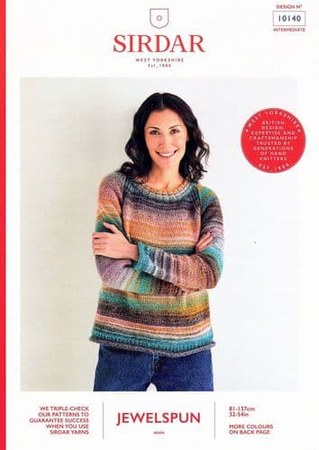 Sirdar Ladies Jumper Knitting Pattern in Jewelspun Aran (10140)