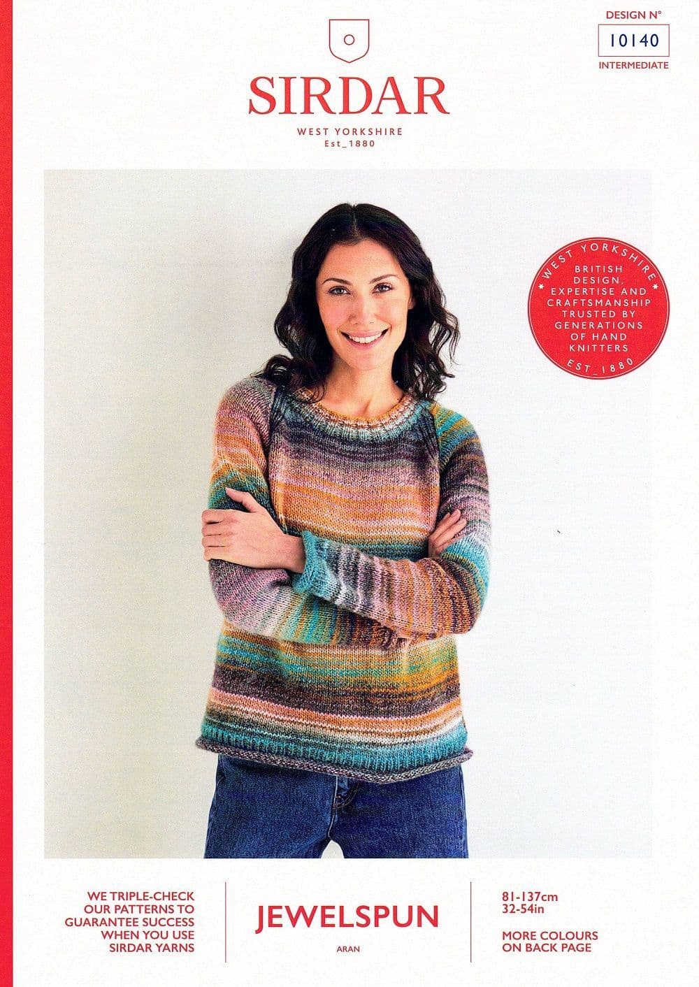 Sirdar Ladies Jumper Knitting Pattern in Jewelspun Aran 10140