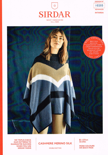 Sirdar Ladies Poncho Knitting Pattern in Cashmere Merino Silk DK (10205)
