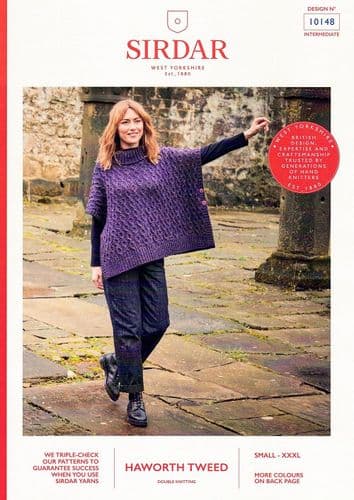 Sirdar Ladies Poncho Knitting Pattern in Haworth Tweed DK (10148)