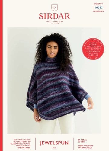 Sirdar Ladies Poncho Knitting Pattern in Jewelspun Aran - 10287 PDF DOWNLOAD