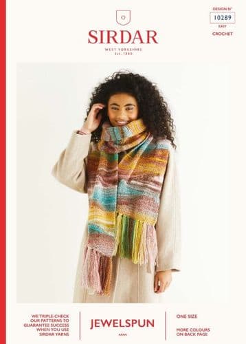 Sirdar Ladies Scarf Crochet Pattern in Jewelspun Aran - 10289 PDF DOWNLOAD