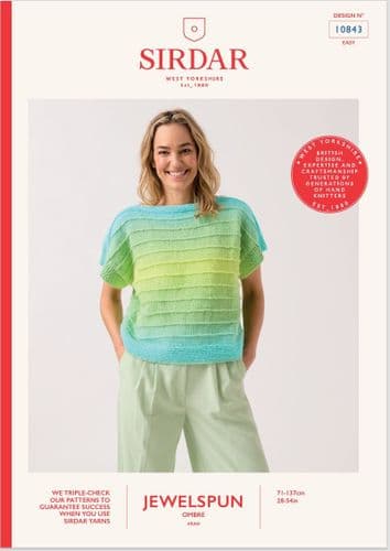 Sirdar Ladies Short Sleeved Sweater Knitting Pattern in Jewelspun Ombre (10843)