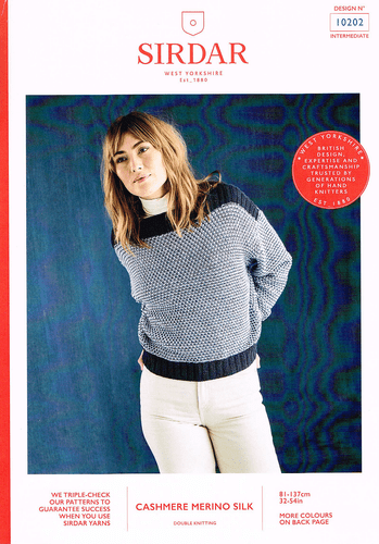 Sirdar Ladies Sweater Knitting Pattern in Cashmere Merino Silk DK (10202)