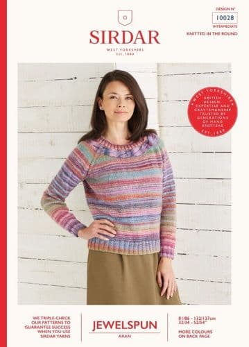 Sirdar Ladies Sweater Knitting Pattern in Jewelspun Aran - 10028 PDF DOWNLOAD