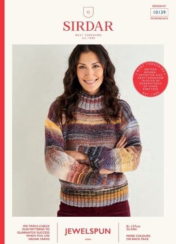 Sirdar Ladies Sweater Knitting Pattern in Jewelspun Aran - 10139 PDF DOWNLOAD