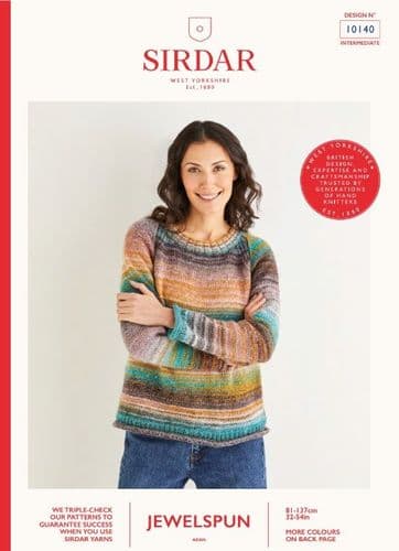 Sirdar Ladies Sweater Knitting Pattern in Jewelspun Aran - 10140 PDF DOWNLOAD