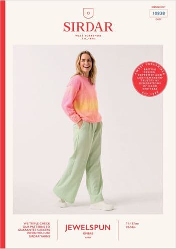 Sirdar Ladies Sweater Knitting Pattern in Jewelspun Ombre (10838)