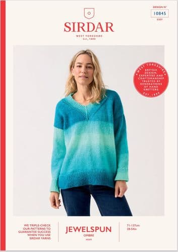 Sirdar Ladies Sweater Knitting Pattern in Jewelspun Ombre (10845)