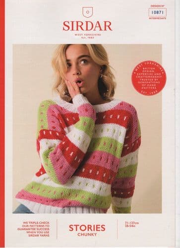Sirdar Ladies Sweater Knitting Pattern in Stories Chunky (10871)