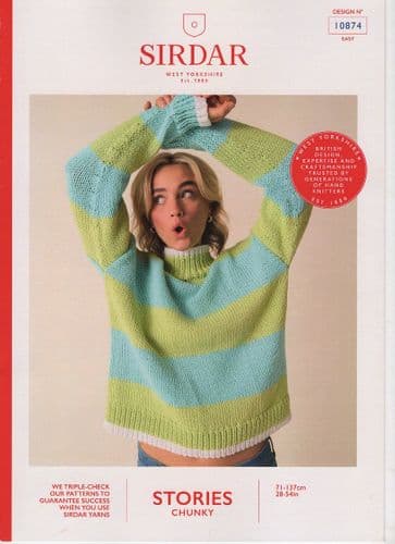 Sirdar Ladies Sweater Knitting Pattern in Stories Chunky (10874)