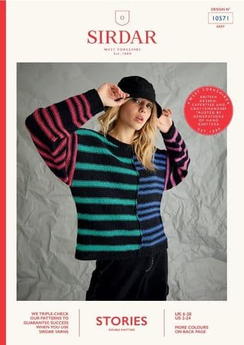 Sirdar Ladies Sweater Knitting Pattern in Stories DK - 10571 PDF DOWNLOAD