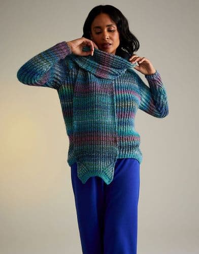 Sirdar Ladies Sweater & Scarf Knitting Pattern in Jewelspun Aran - 10714