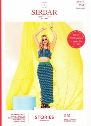 Sirdar Ladies Top & Skirt Knitting Pattern in Stories DK (10542)