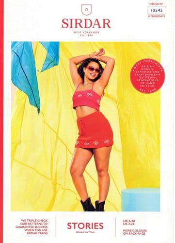 Sirdar Ladies Top & Skirt Knitting Pattern in Stories DK (10545)