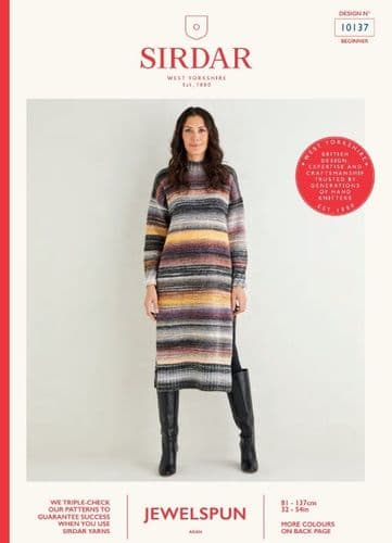 Sirdar Ladies Tunic Dress Knitting Pattern in Jewelspun Aran - 10137 PDF DOWNLOAD