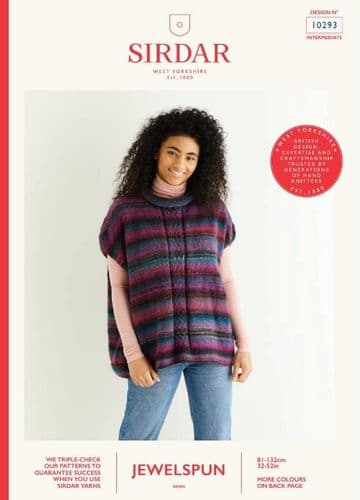 Sirdar Ladies Tunic Knitting Pattern in Jewelspun Aran - 10293 PDF DOWNLOAD