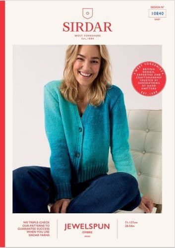 Sirdar Ladies V Neck Cardigan Knitting Pattern in Jewelspun Ombre (10840)