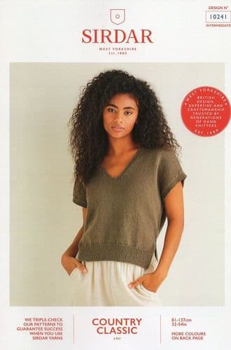 Sirdar Ladies V Neck Sweater Knitting Pattern in Country Classic 4ply (10241)
