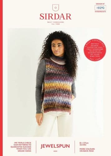 Sirdar Ladies Vest Knitting Pattern in Jewelspun Aran - 10292 PDF DOWNLOAD