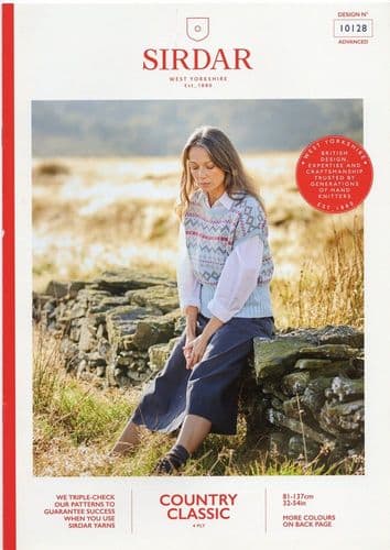 Sirdar Ladies Waistcoat Knitting Pattern in Country Classic 4ply (10128)