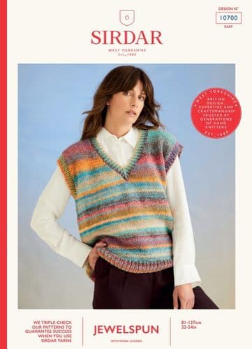 Sirdar Ladies Waistcoat Knitting Pattern in Jewelspun Chunky - 10700