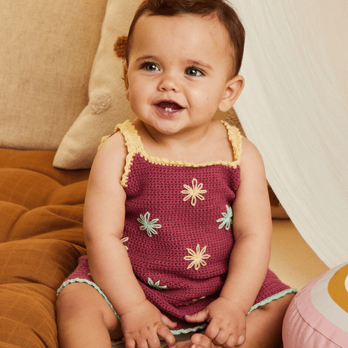 Sirdar Lazy Daisy Dress Crochet Pattern in Snuggly 4Ply (5512)