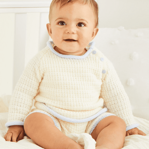 Sirdar Little Ribbed Shorts Set Knitting Pattern in Snuggly 3Ply (5519)