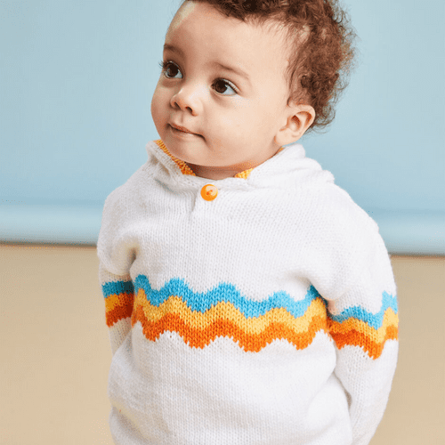 Sirdar Rainbow Wave Hoodie Knitting Pattern in Snuggly DK (5504)