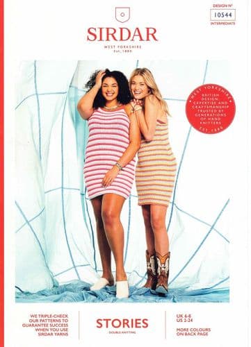 Sirdar Stripe Dress Knitting Pattern in Stories DK - 10544 PDF DOWNLOAD