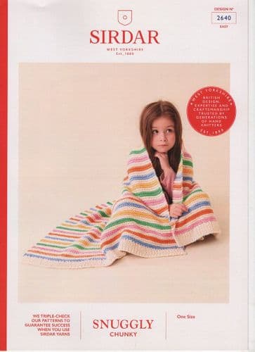 Sirdar Striped Blanket Knitting Pattern in Snuggly Chunky (2640)