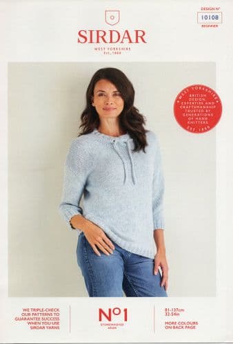 Sirdar Sweater Knitting Pattern in No 1 Stonewashed Aran (10108)