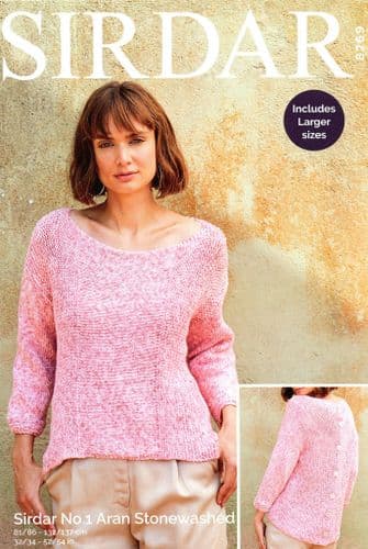 Sirdar Sweater Knitting Pattern in No.1 Aran Stonewashed (8269)