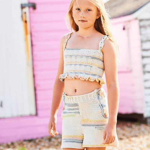 Stylecraft Top and Shorts Crochet Pattern in Savannah Aran (9989)
