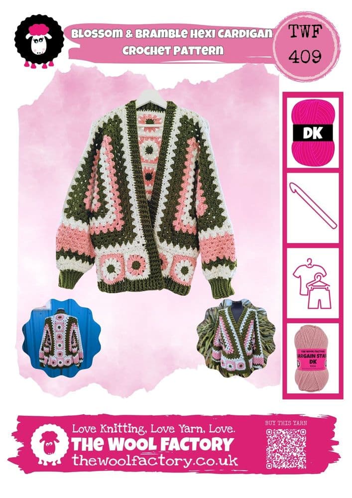 TWF Blossom and Bramble Hexi Cardigan Crochet Pattern (TWF409)