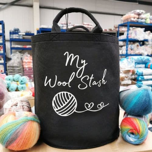 TWF My Wool Stash Large Felt Tub - Black