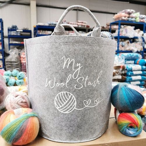 TWF My Wool Stash Large Felt Tub - Light Grey