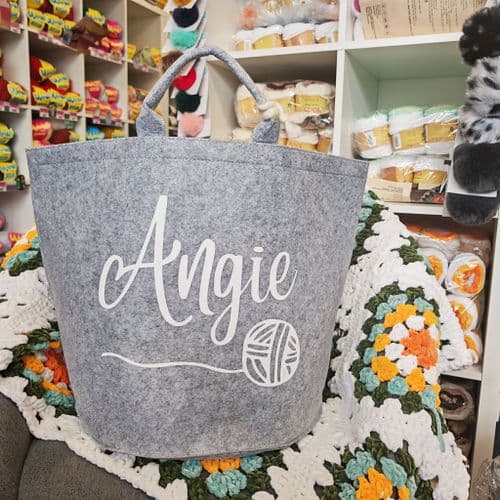 TWF Personalised 'Name' Large Felt Tub - Light Grey