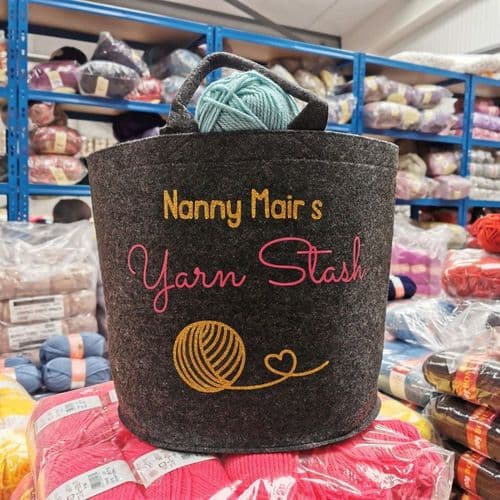 TWF Personalised Yarn Stash Felt Tub - Dark Grey