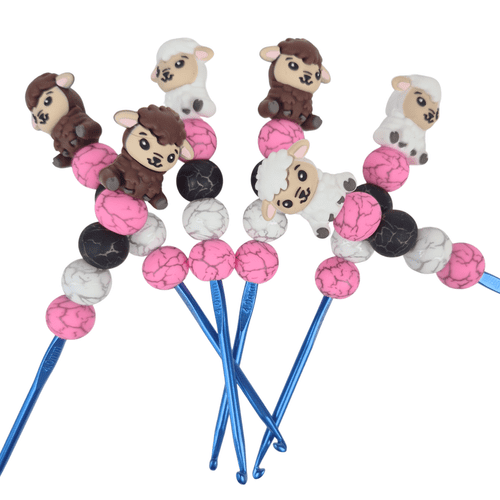 TWF Sheep Topped Aluminium Crochet Hooks 4mm