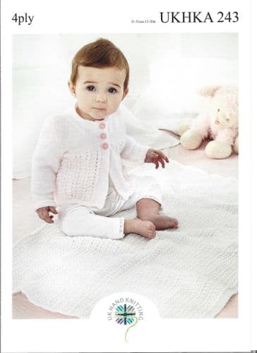 UKHKA 4ply Baby Cardigans and Blanket (UKHKA243)